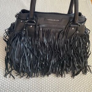 Karen Millen Black Fringe Shoulder Bag